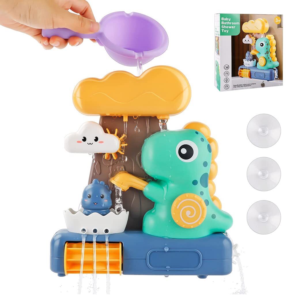 Baby Bath Toys, Fun Dinosaur Water Spray Toy Set Cartoon Bath Toy Sprinkler Toy Suction Cup Design Bathtub Toy Shower Toy for Baby Toddler